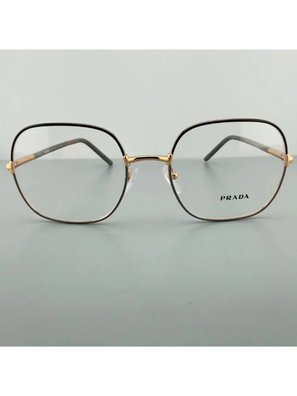 Prada Eyeglasses Frames VPR56W 02H-1O1 Rose Gold Black Square Wire Rim 54-19-140